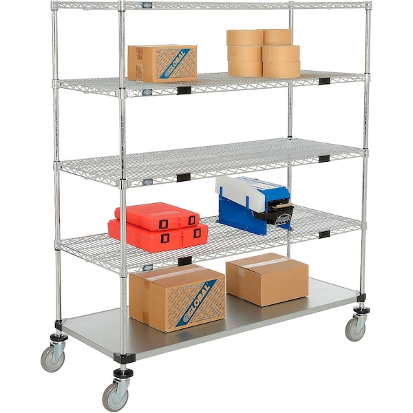 Nexel Open Sided Wire Stock Picker Truck w/5 Shelves, 800 lb. Capacity, 60inL x 24inW x 69inH 558808A - main